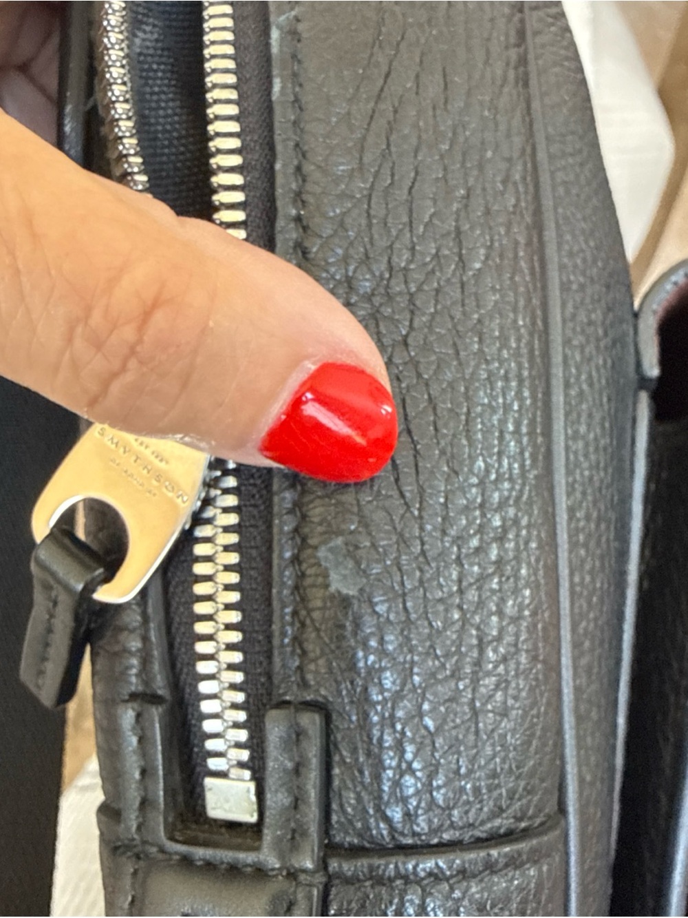 Smythson of Bond Street Burlington Black Pebble Leather Bag Montblanc Strap - Picture 11 of 15